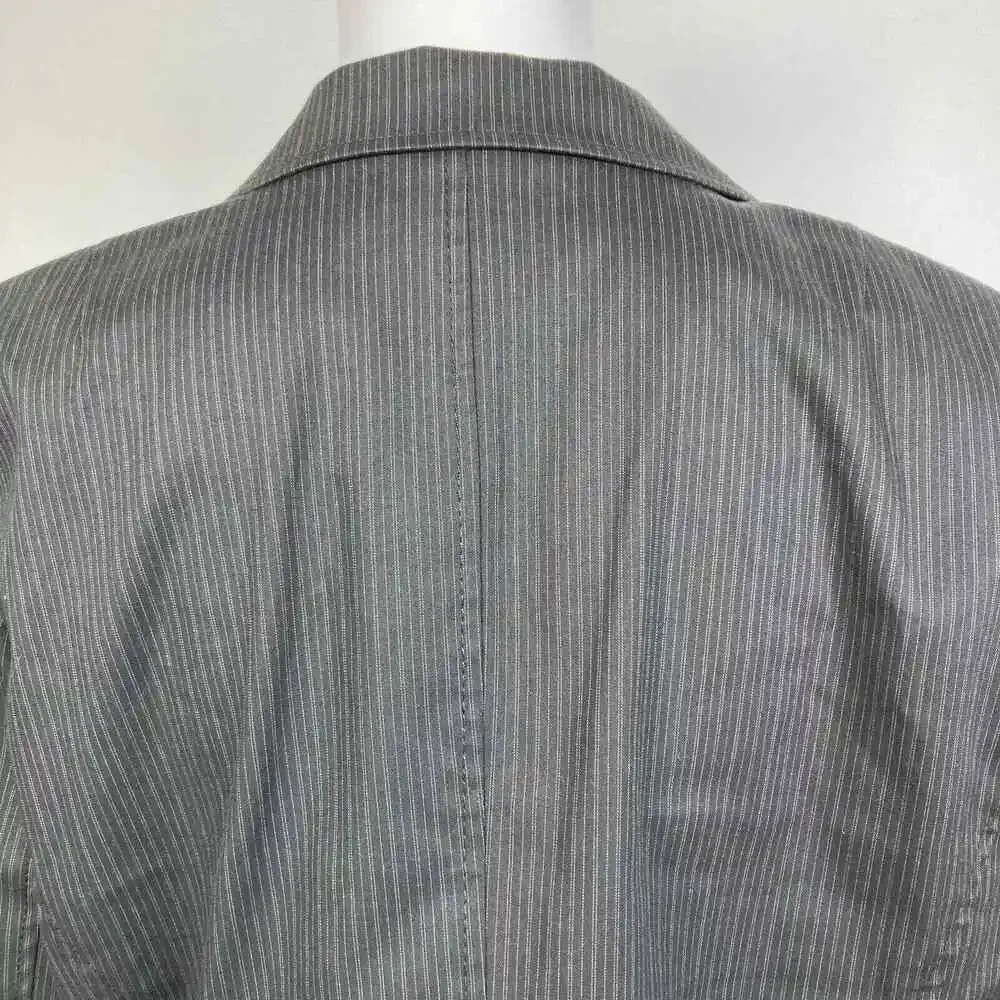 Banana‎ Republic Blazer Womens Sz 12P Petite Gray Stripe Cotton Jacket Stretch